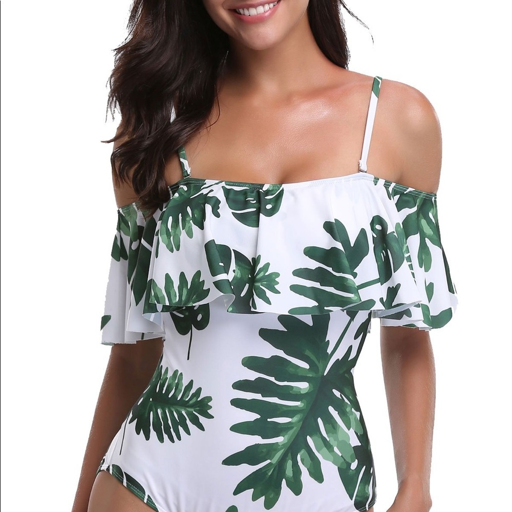 Tempt Me Vintage Off Shoulder Ruffled Swimsuit